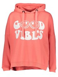 Miss goodlife Bluza "Good vibes" w kolorze koralowym rozmiar: M. Różowe bluzy miss goodlife, m, bez wzorów, z bawełny, z kapturem. Za 189.29 zł.