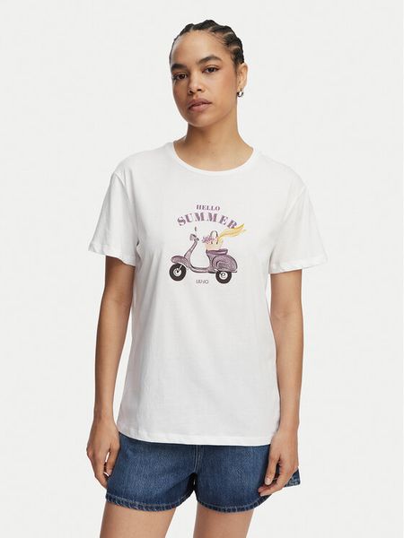 Liu Jo T-Shirt WA6502 JS923 Biały Regular Fit. Białe t-shirty Liu Jo, xs, bez wzorów, z bawełny, bez kołnierzyka, bez ramiączek. Za 154.99 zł.