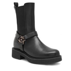 Sztyblety Eva Minge. Czarne botki Eva Minge, bez wzorów, bez obcasa, na płaskiej podeszwie, bez zapięcia. Za 234.99 zł.