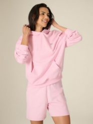 4F Bluza dresowa loose z kapturem damska - różowa XS. Czerwone bluzy 4f, xs, bez wzorów, z dresówki, z kapturem. Za 159.99 zł.