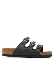 Birkenstock Klapki Florida 1011445 Czarny. Czarne klapki Birkenstock, bez wzorów, ze skóry, bez obcasa. Za 389.99 zł.