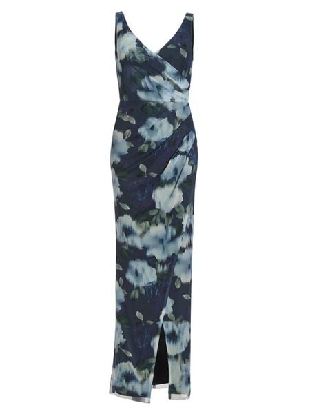 SWING Sukienka w kolorze granatowym ze wzorem rozmiar: 38. Niebieskie sukienki Swing, bez wzorów, bez kołnierzyka, bez ramiączek, maxi. Za 279.95 zł.
