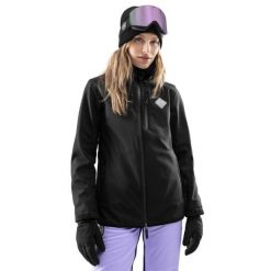 Kurtka snowboardowa damska W2-W McKinley. Czarne kurtki narciarskie SIROKO, m, bez wzorów, z materiału, z kapturem, narciarskie. Za 411.20 zł.