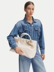 Emporio Armani Torebka EW000360 AF18673 U1070 Kremowy. Białe torebki klasyczne Emporio Armani, bez wzorów, ze skóry, bez dodatków. Za 1,546.99 zł.