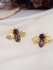 L'Atelier de Gaia Pozłacane kolczyki-wkrętki z ametystem i cyrkoniami rozmiar: onesize. Różowe kolczyki L'Atelier de Gaia, z ametystem, pozłacane. Za 87.81 zł.