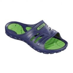 Klapki Beco unisex zielone i ciemnoniebieskie. Niebieskie klapki 47 Brand, bez wzorów, z tworzywa sztucznego, bez obcasa. Za 195.99 zł.