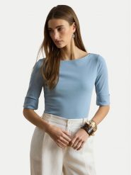 LAUREN RALPH LAUREN Bluzka 200654963201 Niebieski jasny Slim Fit. Niebieskie bluzki Lauren Ralph Lauren, m, bez wzorów, z bawełny, bez kołnierzyka, bez ramiączek. Za 289.99 zł.