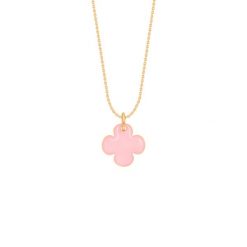 Naszyjnik z pozłacaną okrągłą koniczyną z różową emalią. Czerwone naszyjniki Lilou, pozłacane. Za 218.00 zł.