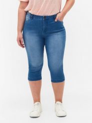 Zizzi Spodnie capri O10305H Niebieski Slim Fit. Niebieskie szorty Zizzi, bez wzorów, z jeansu. Za 109.99 zł.