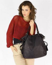 Shopperka czarna MARCO MAZZINI v145a. Czarne shopper bez wzorów, ze skóry, bez dodatków. Za 529.15 zł.
