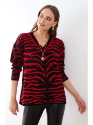 Milan Kiss Sweter w kolorze czerwono-czarnym ze wzorem rozmiar: XL. Czarne swetry Milan Kiss, xl, bez wzorów, bez ramiączek. Za 198.45 zł.