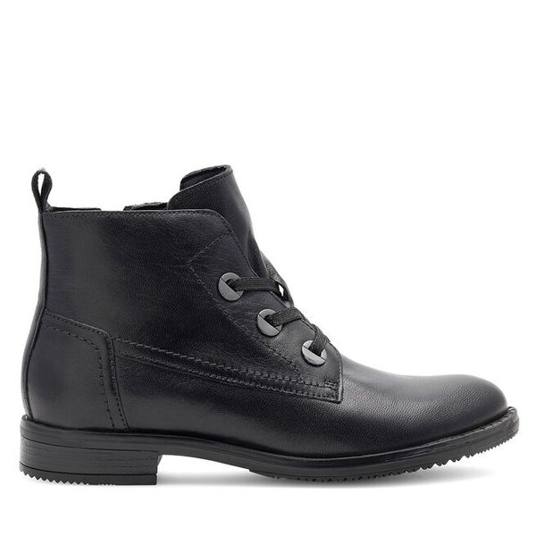 Trzewiki Lasocki. Czarne botki Lasocki, bez wzorów, bez obcasa, na płaskiej podeszwie, bez zapięcia. Za 249.99 zł.