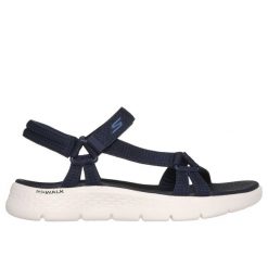 Sandały damskie Skechers Go Walk Flex-Sublime. Białe sandały Skechers, bez wzorów, z materiału, bez obcasa, bez zapięcia. Za 312.00 zł.