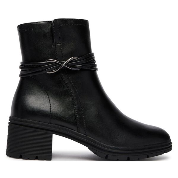 Botki Tamaris. Czarne botki Tamaris, bez wzorów, bez obcasa, na słupku, bez zapięcia. Za 499.99 zł.