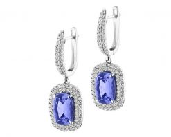 Kolczyki z białego złota z brylantami i tanzanitami - próba 585. Białe kolczyki Apart, z brylantem, złote. Za 17,590.00 zł.