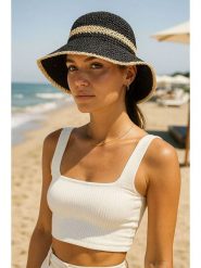 Lucky Bees Kapelusz przeciwsłoneczny w kolorze granatowym rozmiar: onesize. Niebieskie kapelusze Lucky Bees, bez wzorów, z materiału. Za 73.99 zł.