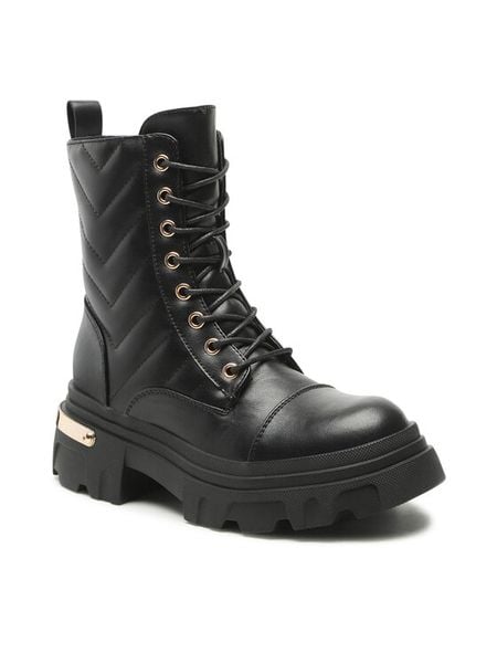 DeeZee Trzewiki WS9186-02 Czarny. Czarne botki DeeZee, bez wzorów, ze skóry, bez obcasa, na płaskiej podeszwie, bez zapięcia. Za 159.99 zł.