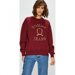 Tommy Jeans - Bluza. Brązowe bluzy Tommy Jeans, l, z aplikacjami, z bawełny, bez kaptura. W wyprzedaży za 289.90 zł.