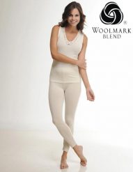 Damskie Legginsy Termoaktywne z Wełny Merino Warstwa Bazowa Woolona. Białe legginsy sportowe WOOLONA, na zimę, l, bez wzorów, z materiału, do biegania. Za 171.00 zł.