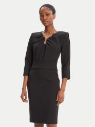 Simona Corsellini Sukienka koktajlowa A25CPAB01101 Czarny Slim Fit. Czarne sukienki SIMONA CORSELLINI, bez wzorów, z syntetyku, wizytowe, bez kołnierzyka, bez ramiączek. Za 1,319.00 zł.