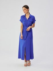 Stylove Sukienka w kolorze niebieskim rozmiar: XL. Niebieskie sukienki Stylove, na co dzień, xl, bez wzorów, z tkaniny, bez kołnierzyka, bez ramiączek, maxi, proste. Za 294.97 zł.