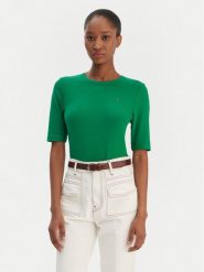 Tommy Hilfiger T-Shirt WW0WW47308 Zielony Slim Fit. Zielone t-shirty TOMMY HILFIGER, xl, bez wzorów, z wiskozy, bez kołnierzyka, bez ramiączek. Za 249.99 zł.