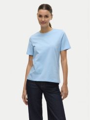 Vero Moda T-Shirt Paulina 10316991 Niebieski Regular Fit. Niebieskie t-shirty Vero Moda, s, bez wzorów, z bawełny, bez kołnierzyka, bez ramiączek. Za 49.99 zł.