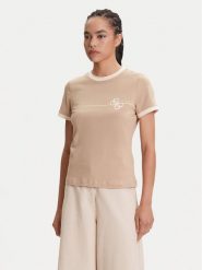 Guess T-Shirt V5YI01 J1314 Beżowy Regular Fit. Brązowe t-shirty Guess, l, z aplikacjami, z bawełny, bez kołnierzyka, bez ramiączek. Za 159.99 zł.