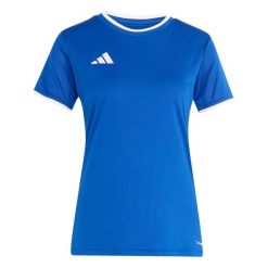 Koszulka damska adidas Entrada 26 Jersey. Niebieskie bluzki Adidas, bez wzorów, z jersey, sportowe, bez kołnierzyka, bez ramiączek. Za 60.99 zł.
