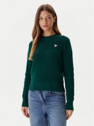 Guess Jeans Sweter W4BR08 Z3HM1 Zielony Regular Fit. Zielone swetry Guess Jeans, s, z aplikacjami, z bawełny, bez ramiączek. Za 349.99 zł.