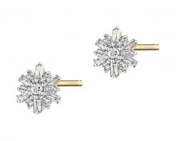 Kolczyki z żółtego złota z diamentami - 0,15 ct - próba 585. Żółte kolczyki Apart, z diamentem, złote. Za 1,890.00 zł.