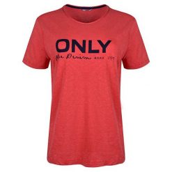 ONLY Koszulka damska Logo Slub Dnm Tee Mars Red (rozmiar XS). Czerwone bluzki Only, xs, bez wzorów, bez kołnierzyka, bez ramiączek. W wyprzedaży za 54.00 zł.