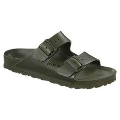 Klapki damskie Birkenstock Arizona Birkoflor. Czarne klapki Birkenstock, bez wzorów, z materiału, bez obcasa. Za 457.00 zł.