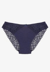 Granatowe Bawełniane Majtki Typu Figi z Koronką Arivass. Niebieskie figi Born2be, m, bez wzorów, z bawełny. Za 4.99 zł.
