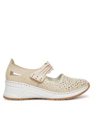 Rieker Półbuty CEO-N4382-60 Beżowy. Brązowe czółenka Rieker, bez wzorów, ze skóry, bez obcasa, na koturnie, bez zapięcia. Za 329.99 zł.