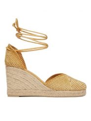 Castañer Espadryle Cora 026131-1003 Beżowy. Brązowe espadryle Castañer, bez wzorów, z materiału, bez obcasa, bez zapięcia. Za 849.99 zł.