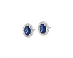 Kolczyki z białego złota z diamentami i szafirami - próba 585. Białe kolczyki Apart, z diamentem, złote. Za 2,459.00 zł.