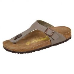 Klapki damskie Birkenstock Gizeh Stone Birkoflor. Żółte klapki Birkenstock, bez wzorów, z materiału, bez obcasa. Za 369.00 zł.