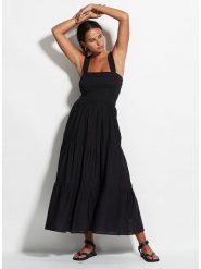 Seafolly Sukienka w kolorze czarnym rozmiar: L. Czarne sukienki Seafolly, l, bez wzorów, z bawełny, bez kołnierzyka, bez ramiączek, maxi. Za 195.45 zł.