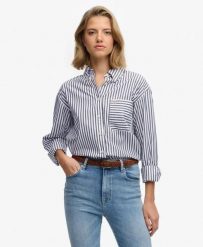 Superdry Koszula Poplin długi rękaw relaxed z bawełny organicznej. Białe koszule Superdry, uniwersalny, bez wzorów, z bawełny, klasyczne, bez kołnierzyka, bez ramiączek. Za 279.65 zł.