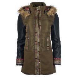 Desigual płaszcz damski Porto 38 khaki. Brązowe płaszcze Desigual, bez wzorów, bez kaptura. W wyprzedaży za 645.00 zł.