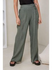 Rodier Lin Lniane spodnie w kolorze khaki rozmiar: XL/XXL. Brązowe spodnie materiałowe Rodier Lin, xl, bez wzorów, ze lnu. Za 202.95 zł.