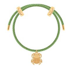 Bransoletka Liana w kolorze zielonym ze Skarabeuszem. Zielone bransoletki Lilou, pozłacane. Za 308.00 zł.