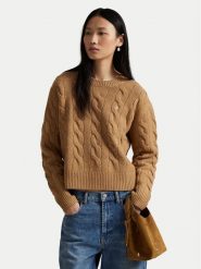 Polo Ralph Lauren Sweter 211A91216005 Beżowy Straight Fit. Brązowe swetry Polo Ralph Lauren, s, bez wzorów, z wełny, bez ramiączek. Za 949.99 zł.