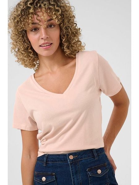 Kaffe Koszulka w kolorze beżowym rozmiar: M. Brązowe bluzki Kaffe, m, bez wzorów, bez kołnierzyka, bez ramiączek. Za 52.95 zł.