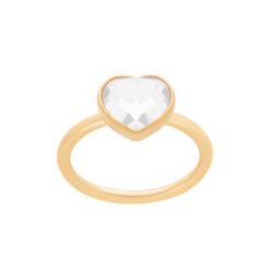 Pierścionek Mini Icons serce z mlecznym kryształem, pozłacany. Białe pierścionki Lilou, pozłacane. Za 159.00 zł.