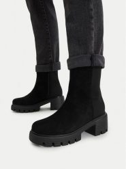 Nine West Botki CEO-LD078 13 Czarny. Czarne botki Nine West, bez wzorów, z materiału, bez obcasa, na słupku, bez zapięcia. Za 279.99 zł.