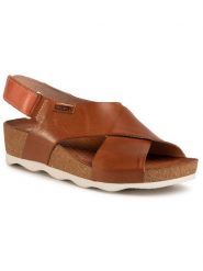 Pikolinos Sandały W9E-0912 Brązowy. Brązowe sandały Pikolinos, bez wzorów, ze skóry, bez obcasa, na koturnie, bez zapięcia. Za 339.99 zł.