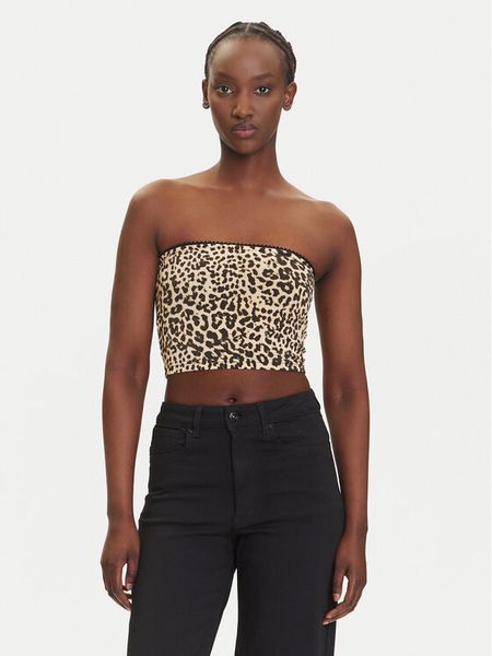 Noisy May Top Avery 27034321 Brązowy Slim Fit. Brązowe topy Noisy may, s, bez wzorów, z syntetyku, bez kołnierzyka, bez ramiączek. Za 49.99 zł.