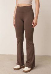 Brązowe Legginsy o Kroju Dzwonów z Wysokim Stanem i Modelującym Marszczeniem Pronone. Brązowe legginsy Born2be, m, bez wzorów, z jeansu, z podwyższonym stanem, krótkie. Za 69.99 zł.